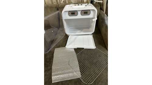 Dual temperature control brooder with auto air fan